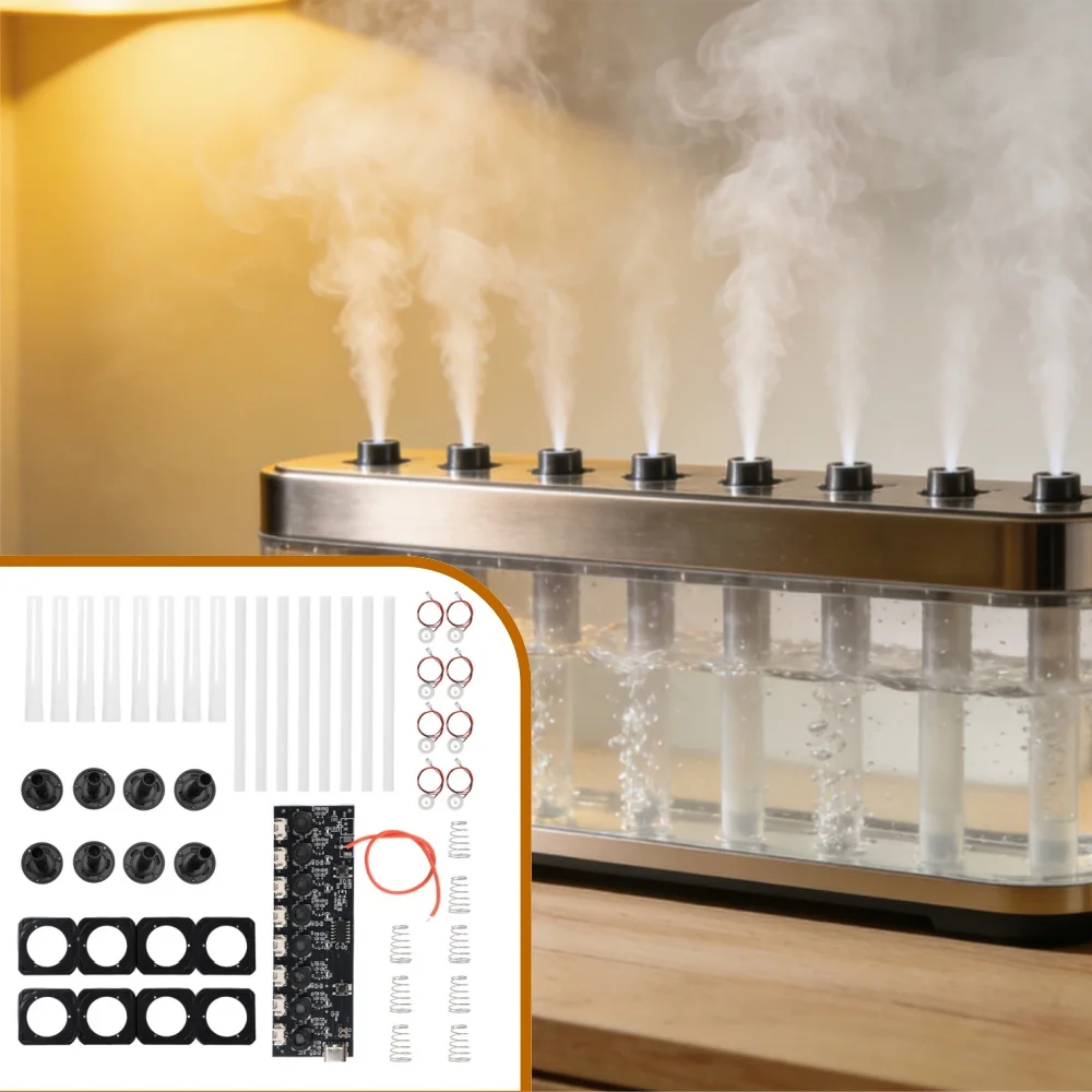 5V Type-C 8 Nozzle Ultrasonic Humidifier Control Board Waterless Detection Atomization Module FR-4 Board for Desktop Humidifier