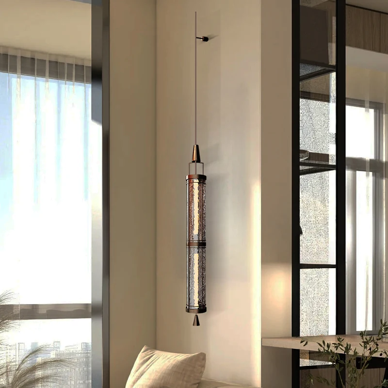 

Light luxury modern villa living room background wall wall lamp designer hotel lobby front desk corridor long pole large wall la