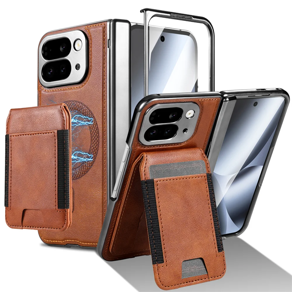 

2-in-1 Detachable Leather Wallet Case For Google Pixel 10 Pro Fold with Stand Spring Hinge All-inclusive Screen Protector Cover