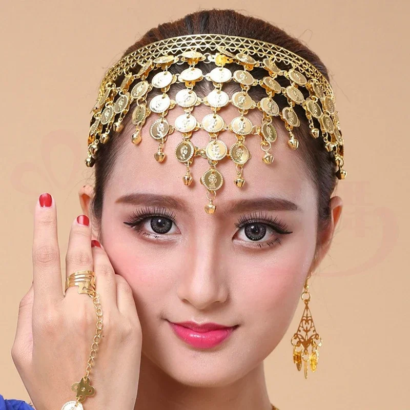 

MOGAKU Women Belly Dance Headbands Indian Gypsy Ethnic Coins Tassels Forehead Classics Headpieces Party Hair Jewelry Accessories