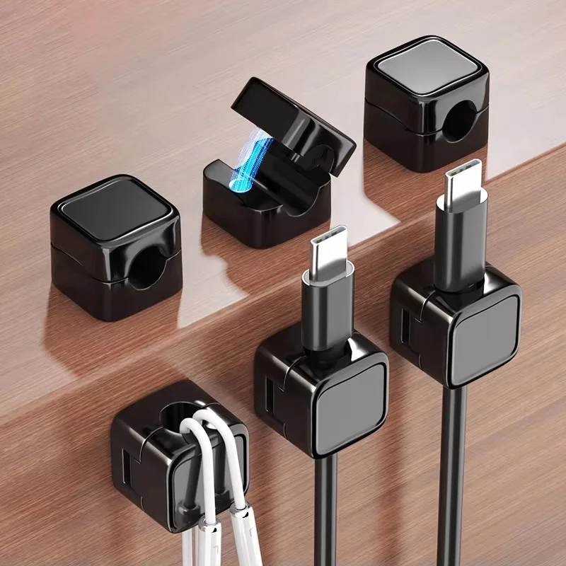 6pcs Magnetic Cable Clip Winder Holder Adhesive Wire Keeper Cord Cable Organizer Charging Line Winder Office Desktop Cable Clip