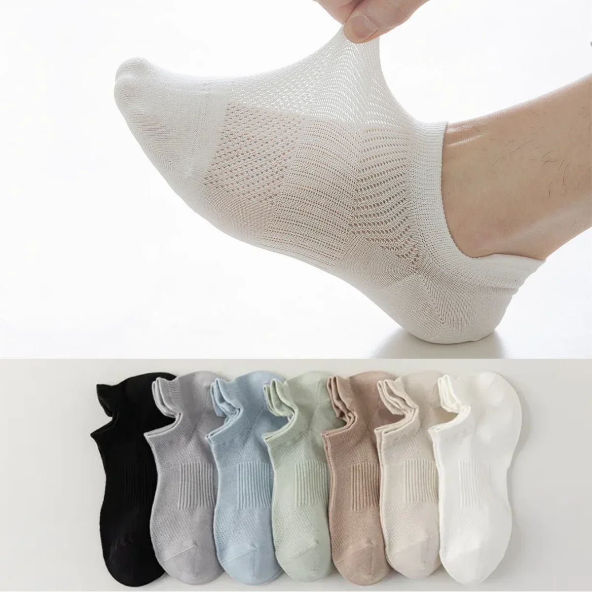

Хлопковые низкие носки, мужские сетчатые дышащие летние невидимые носки-невидимки, повседневные однотонные черные, белые носки, тапочки