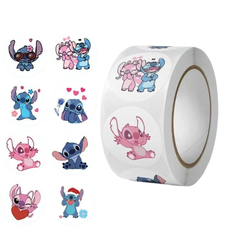 Disney Cartoon Aufkleber Rolle/500 süße Stich My Melody Kuromi Belohnung Aufkleber Student Handbuch Geschenk Dekoration Aufkleber
