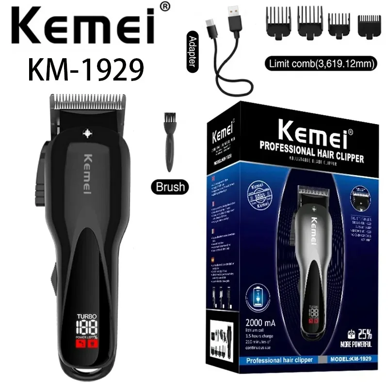 

Kemei KM-1929 Electric Trimmer Beard Trimmer Professional Rechargeable Hair Cutting Machine LED Display Hair Trimmer Razor