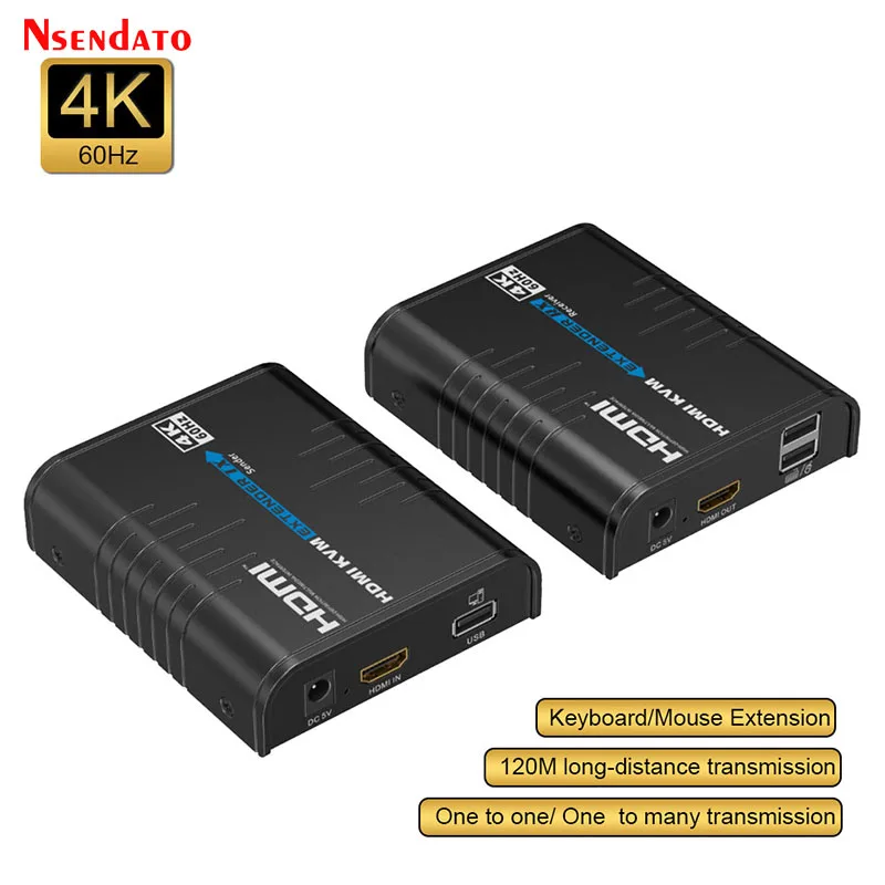 

LKV473KVM HDMI KVM Extender 4K 60hz 120m Over Ethernet UTP/STP RJ45 Cat5e/6 Extender HDMI Transmitter Receiver Kit For STB PS3