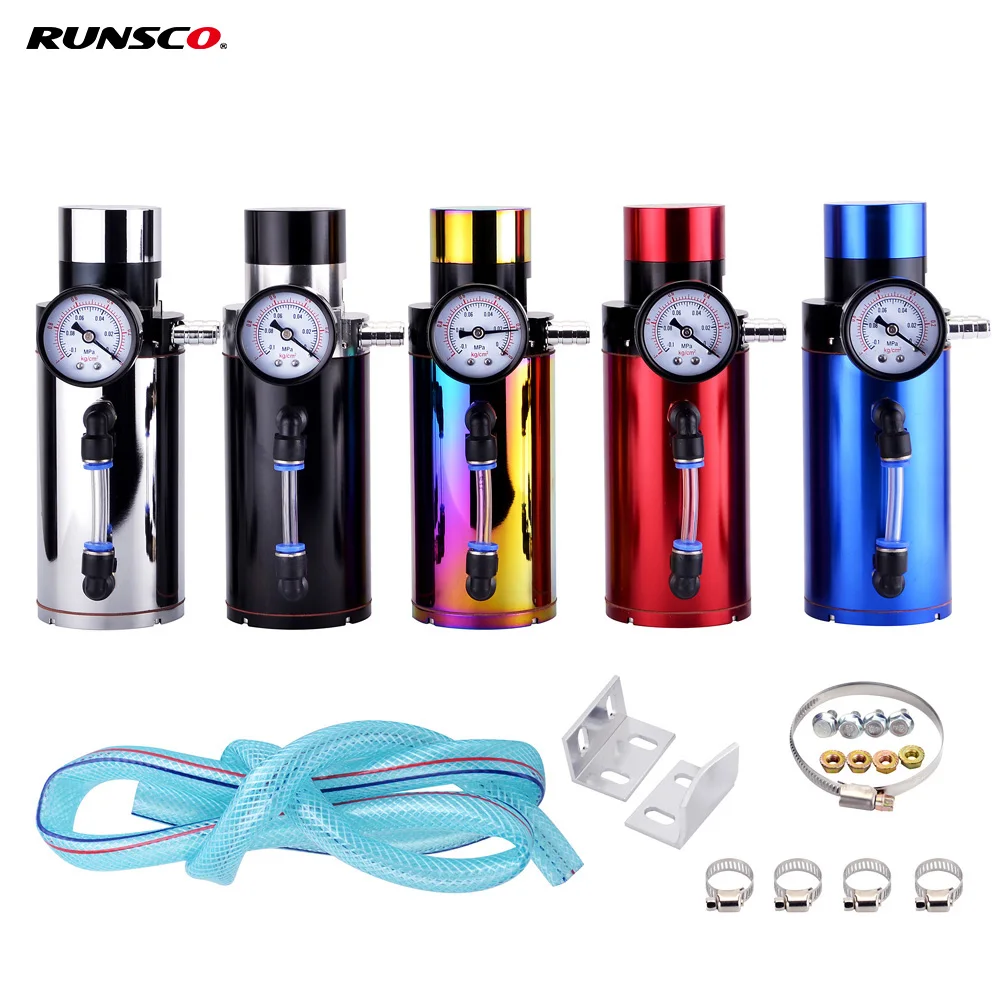 

Universal Aluminum Oil Reservoir Catch Can Tank With Breather Filter Vacuum Pressure Gauge Kit