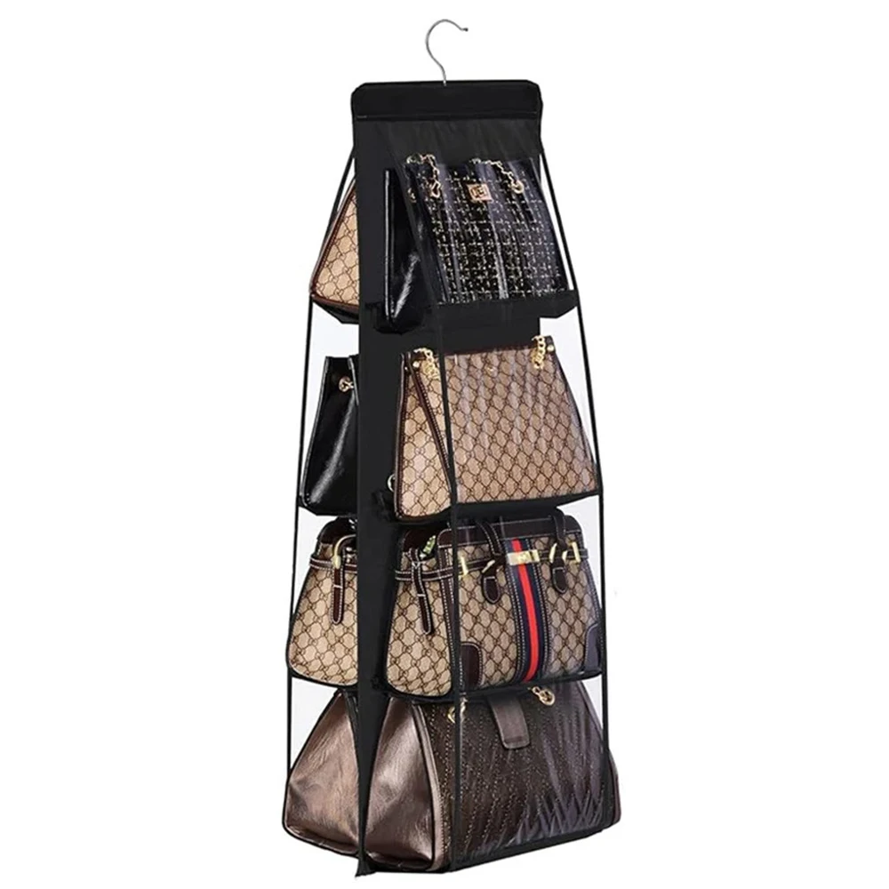 Home Page Wardrobe Closet Transparent Storage Bag Hanging Handbag Organizer Sundry Shoe Bag with Hanger Pouch Transparent Storag