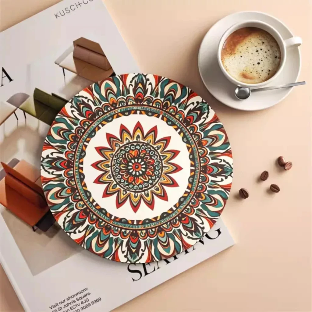 16cm Wooden Coaster Tea Coffee Cup Pad Heat Resistant Round Bowl Teapot Mat Wood Placemats Coasters for Home Kitchen Decor