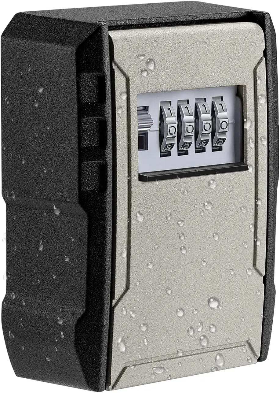 

Extra Large Capacity Key Lock Box, Weatherproof Wall Mount Key Box for Car Keys, Fob, House Keys, Key Safe Security Storage Lock Box for Indoor, Outdoor, Garage, Garden, Store (1, Grey)