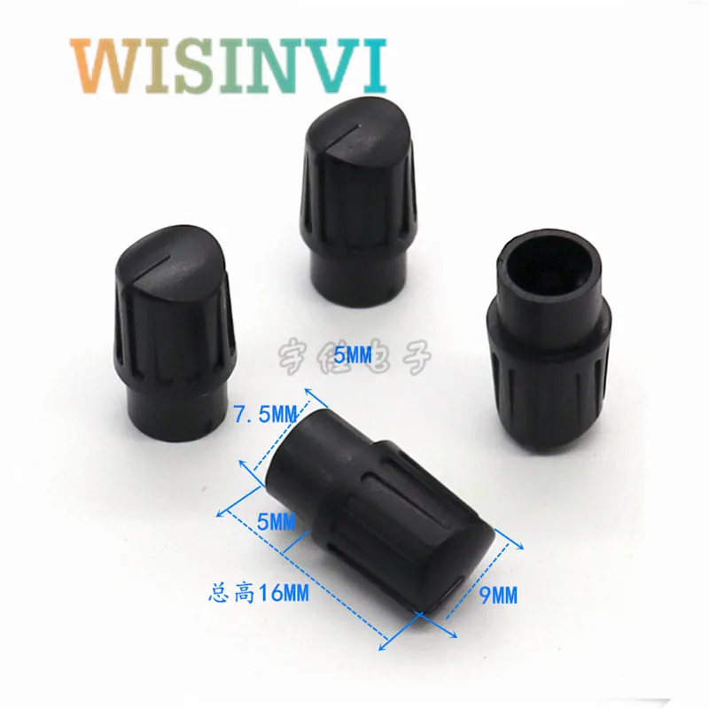 10PCS  7.5*16MM half shaft Black plastic knob potentiometer rotary encoder volume switch knob suitable for D axis 6MM