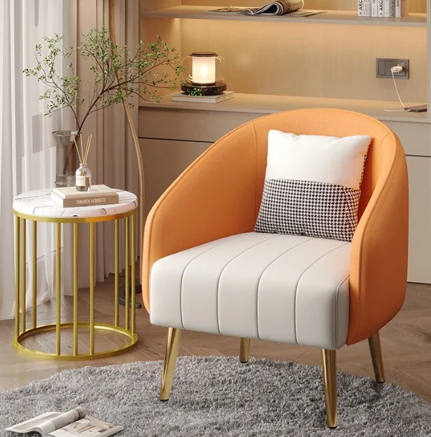 ！@Luxury Nordic Modern Home Office Sectional Sofa Gold Velvet Microfiber for Bedroom Hotel Metal Furniture Set Including Chair