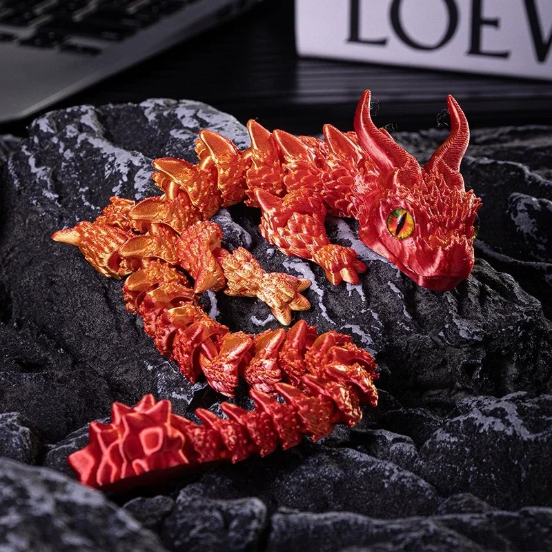 

3D Printed Chinese Dragon Ornament with Fully Movable Joints, Collectible Home Decoration & Creative Toy