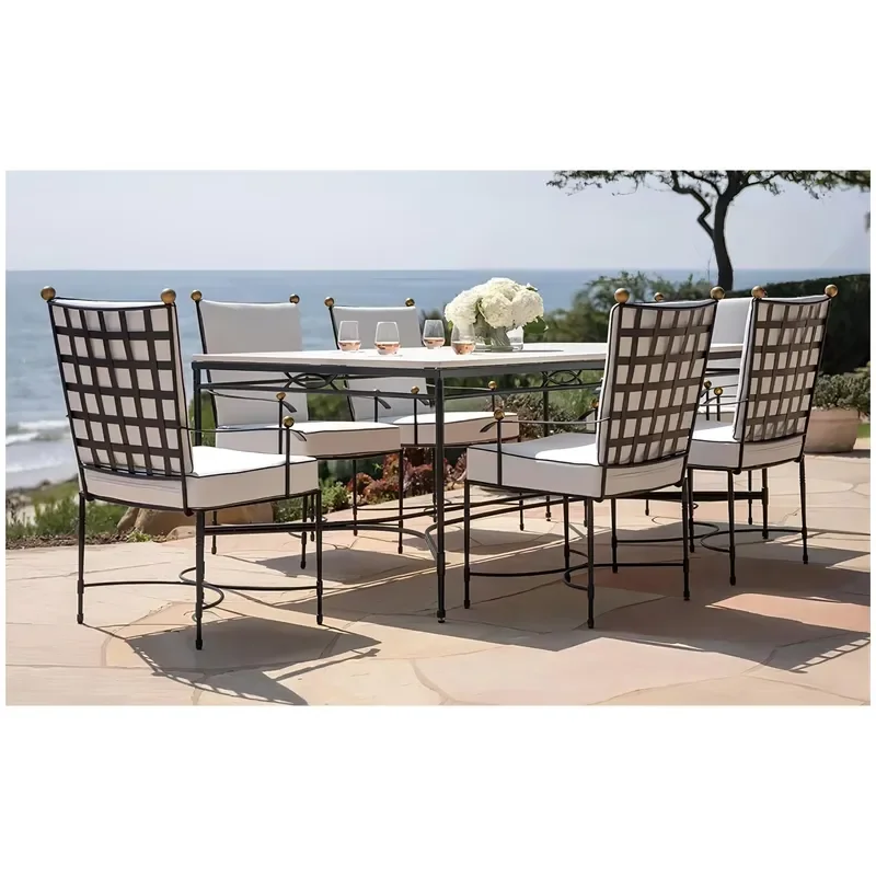 Classic Noble UK Style 6 Seater Aluminium Garden Furniture Outdoor Chair and Dining Aluminum Garden Table