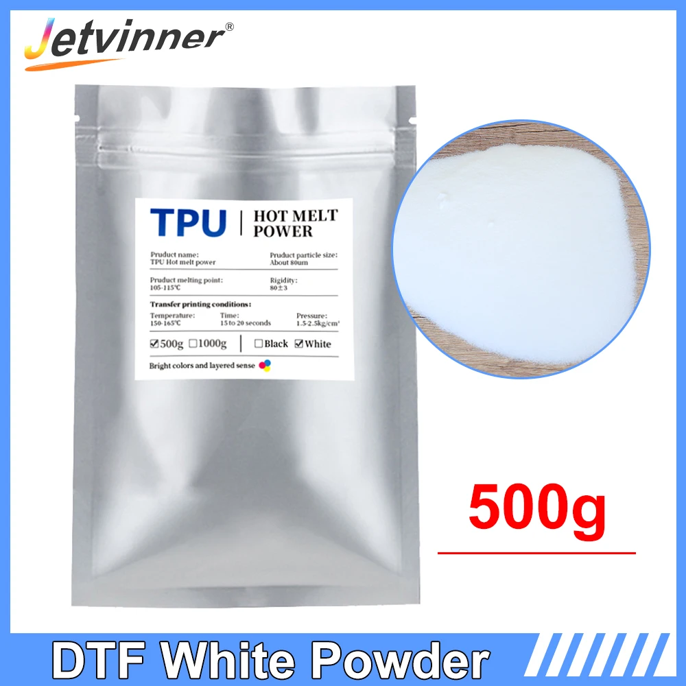 

500g DTF Hot Melt Powder Adhesive Powder for Sublimation to Cotton Transfer Plastisol Direct To Film Tshirt Printing Machine