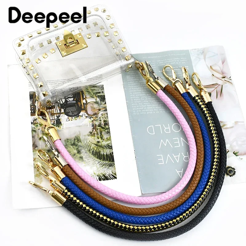 1Pc Deepeel 30-60cm Colorful PU Leather Bag Straps Purse Handbag Handles Gold Chain Buckle Weave Sling DIY Handmade Accessories