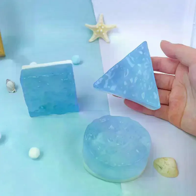 1 pçs brinquedo sensorial criativo super macio alívio do estresse cubo transparente oceano pegajoso adereços oceano cubo espremer brinquedos