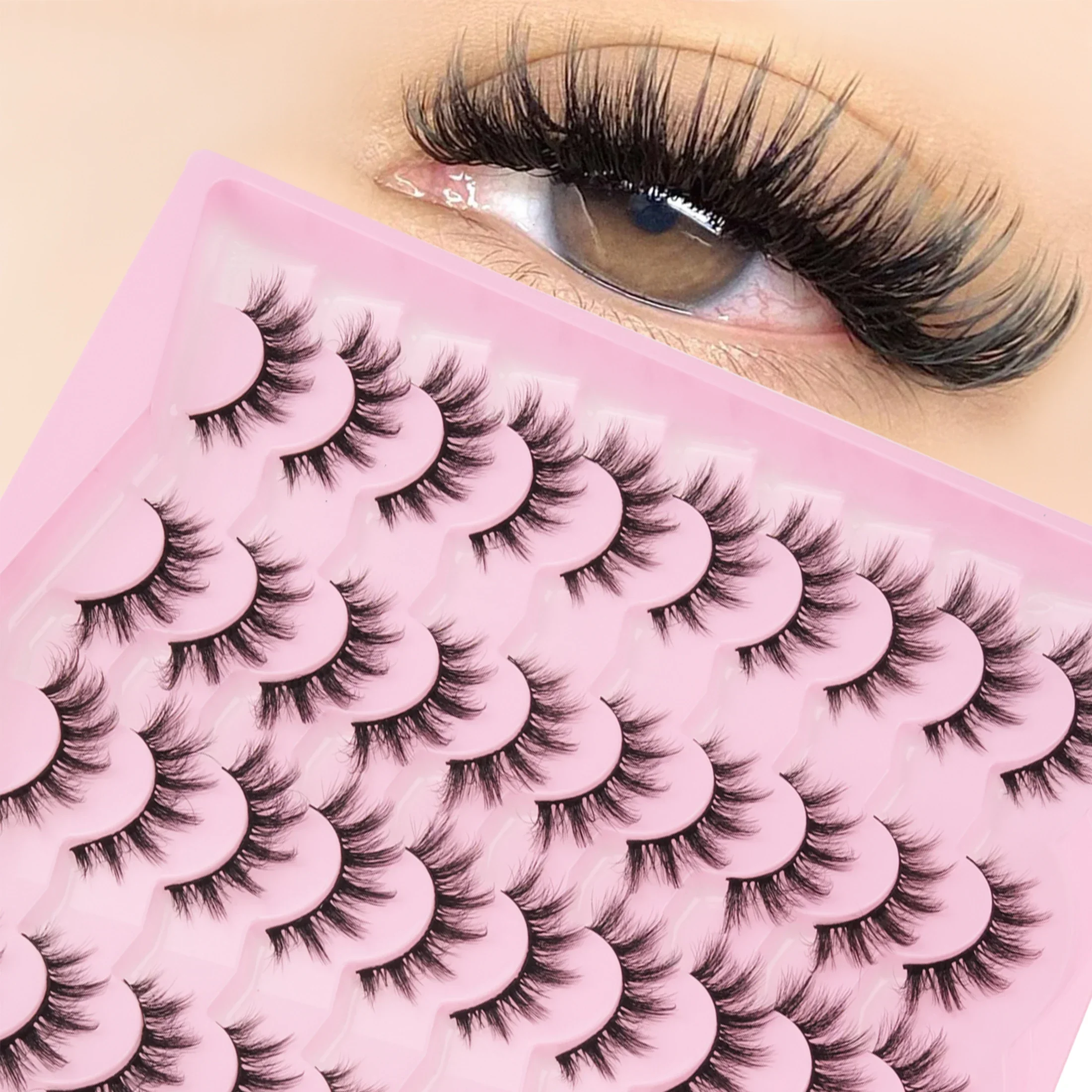 20 Pairs Fluffy Wispy False Eyelashes 3D Faux Mink Strip Lashes Dramatic Voluminous Soft Reusable Eye Makeup Lashes