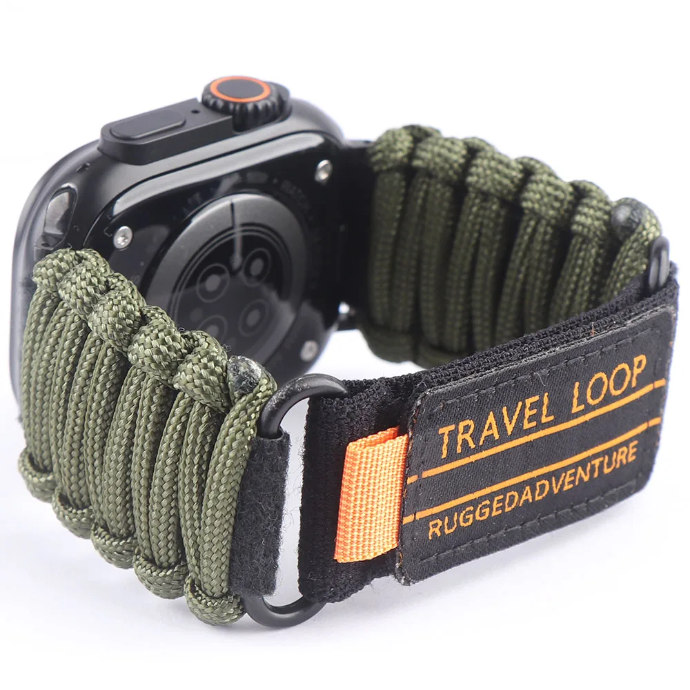 Outdoor Rope Travel Loop Band for Apple Watch 49mm 46mm 45mm 44/42/41/40mm 3CM Wide Strap iWatch Ultra 2/3 SE 11 10 9 8 7 6 5 4