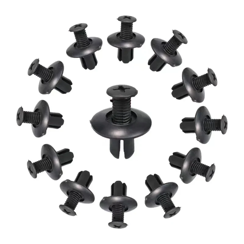 10-60pcs 8mm Plastic Rivets Fasteners Screw Car Bumper Fender Black Rivet Car Fastener Clips for Toyota Focus Kia Nissan Yamaha