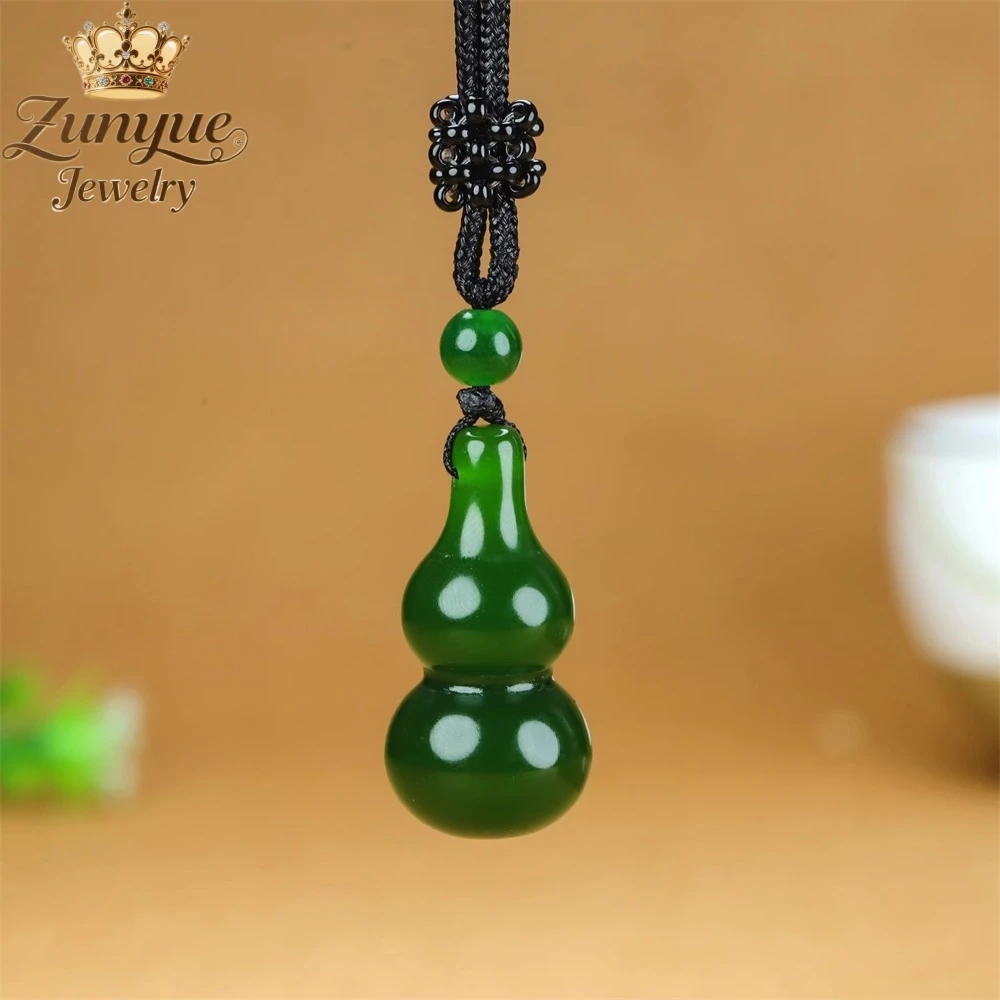 

High-End Natural Hetian Jade Spinach Green Jade Gourd Pendant Luxury Quality Jewelry Fashion Jewelry Charms Exquisite Popular