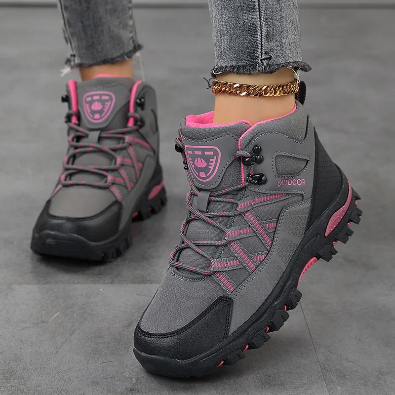 Women Ankle Outdoor Trekking Boots Hiking Shoes Woman Mountain Climbing Treking Sneakers Sports High Top Botas Mujer Breathable