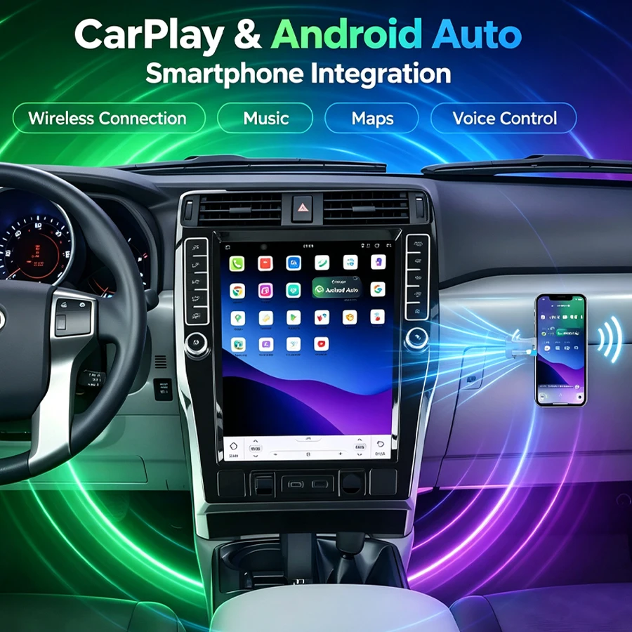 16.2inch Vertical Screen For Toyota 4Runner 2009-2023 Android 15 Car Radio Multimedia 4G GPS Navi Wireless CarPlay Video Player