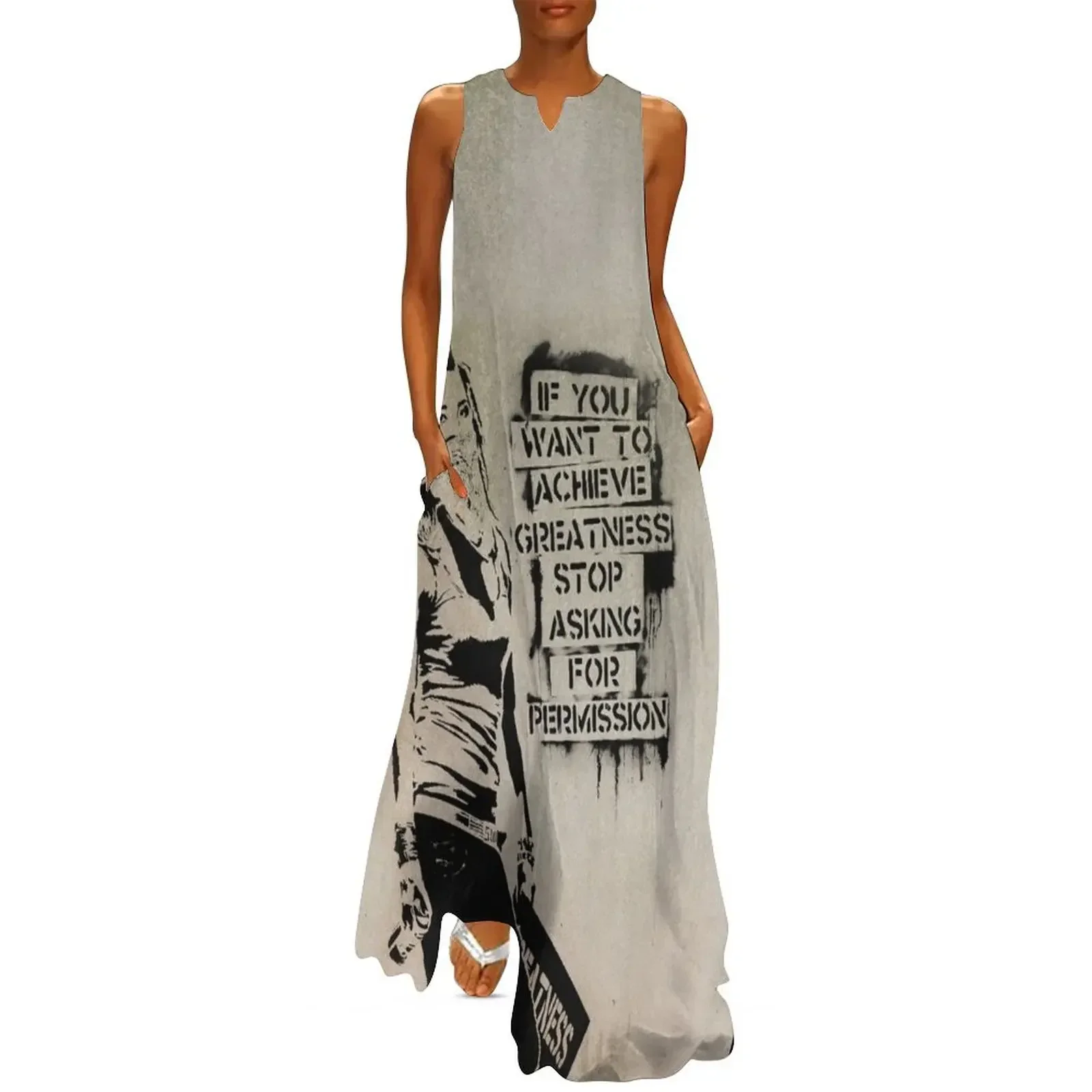 

Banksy quote graffiti If You Want to Achieve Greatness stop asking for permission HD Long Dress clothes for woman Dress