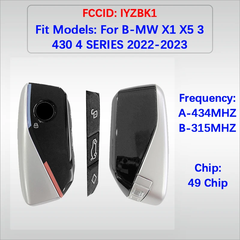 

CN006124 Original 4 Buttons Smart Remote Key 49 Chip FCC IYZBK1 315/434MHz Keyless Go For B-MW X1 X5 3 430 4 SERIES 2022-2023