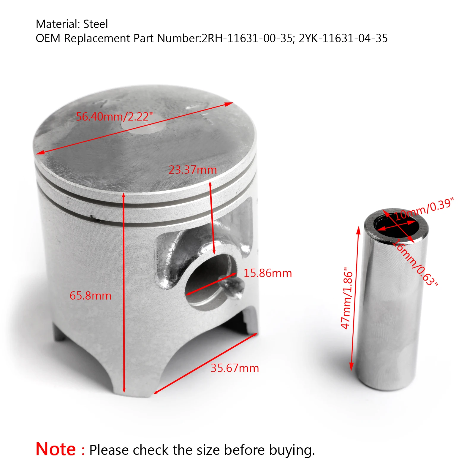 Areyourshop Motorcycle Bore Size STD 56.40mm Piston Kit For Yamaha TZR125 +0.25 +0.50 +0.75 +1.00 87-94 Engine Parts Motor rings