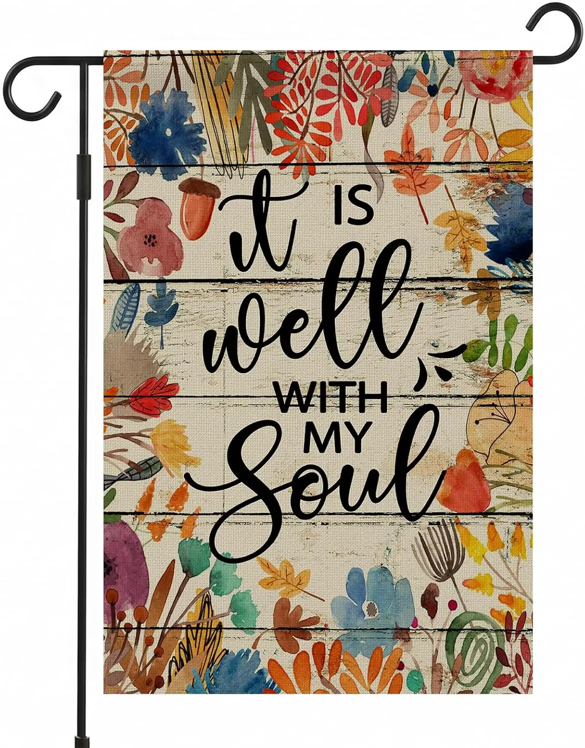 Garden Flags for Outside - It Is Well with My Soul Flag - Double Layer Burlap 12x18 Inch Double Sided Yard Flag for Decor, S yyi