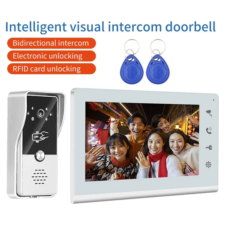 Campainha de vídeo porteiro com fio inteligente, campainha adequada para casa ao ar livre com display, plugue ue