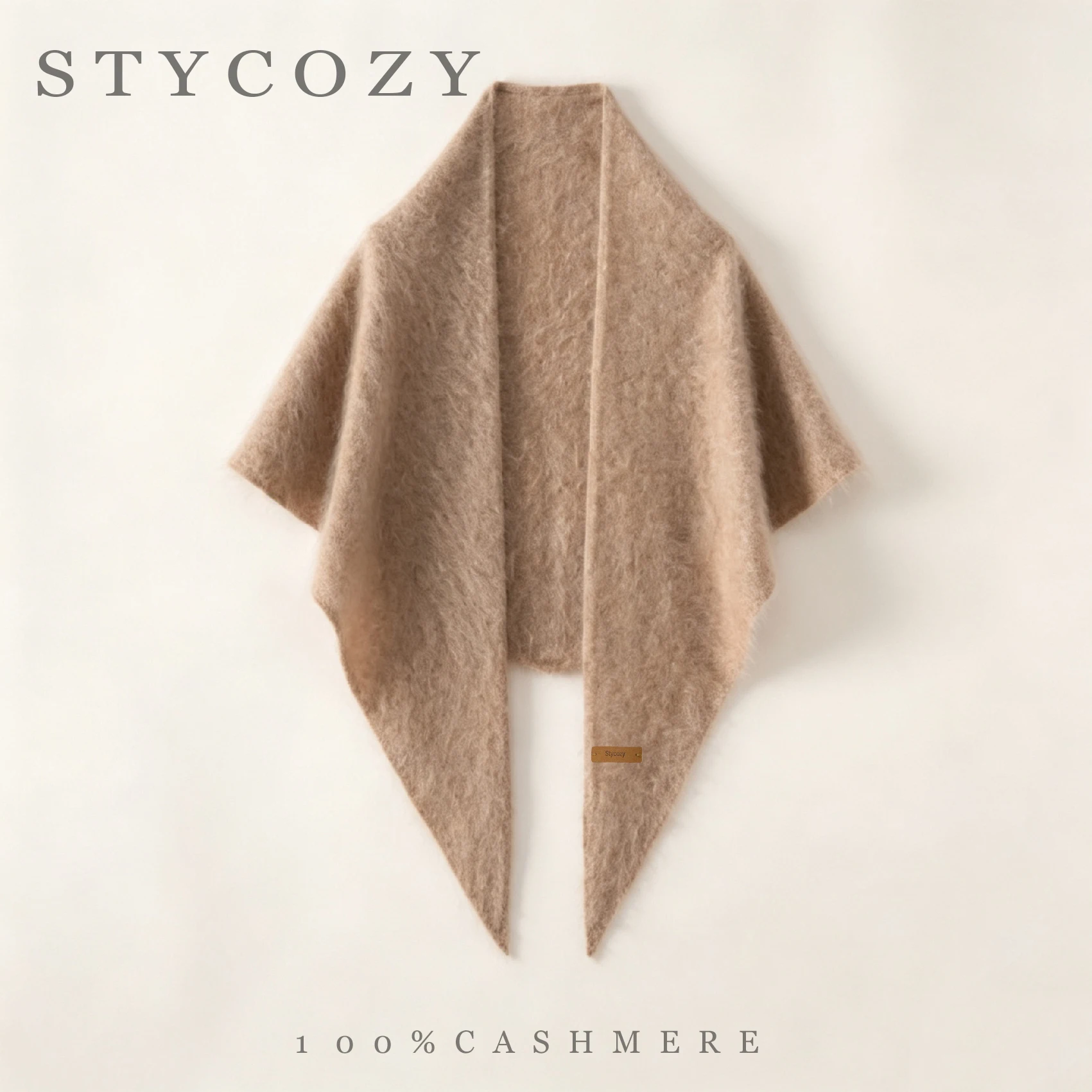 100% Cashmere Solid Triangle Shawl Women Layering Fluffy Knit Neck Wrap Scarf Winter Warm Outdoor Fashion Luxury Outerwear Capes