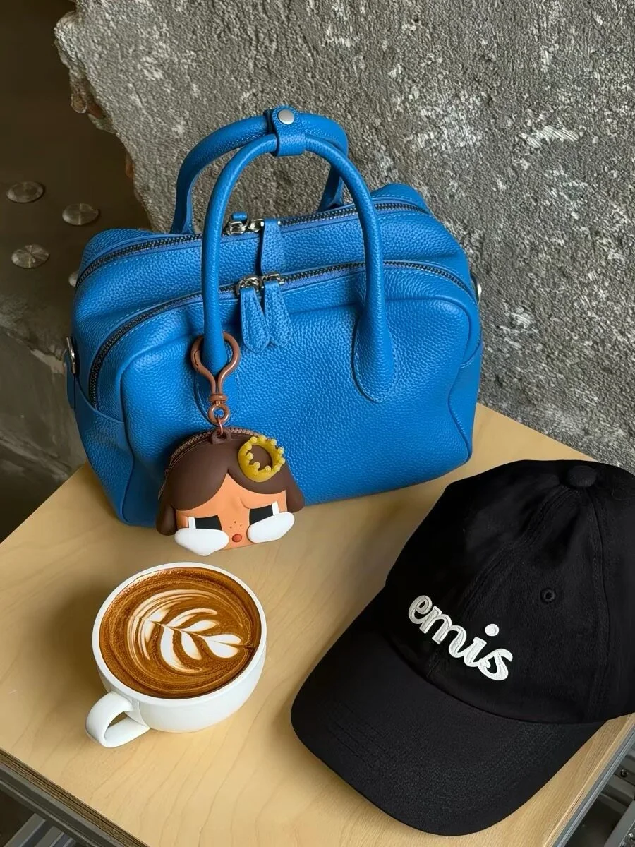 Minimalist Lychee Pattern PU Leather Handbag Women Luxury Casual Commute Dating Bag Solid Color Trendy Zipper Closure Boston Bag