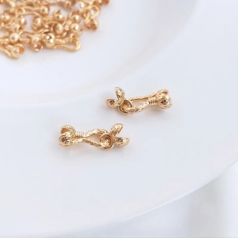End Buckle Wholesale 14K Gold Bud Double Pack Fish Hook End Connection Buckle DIY Bracelet Jewelry Accessories