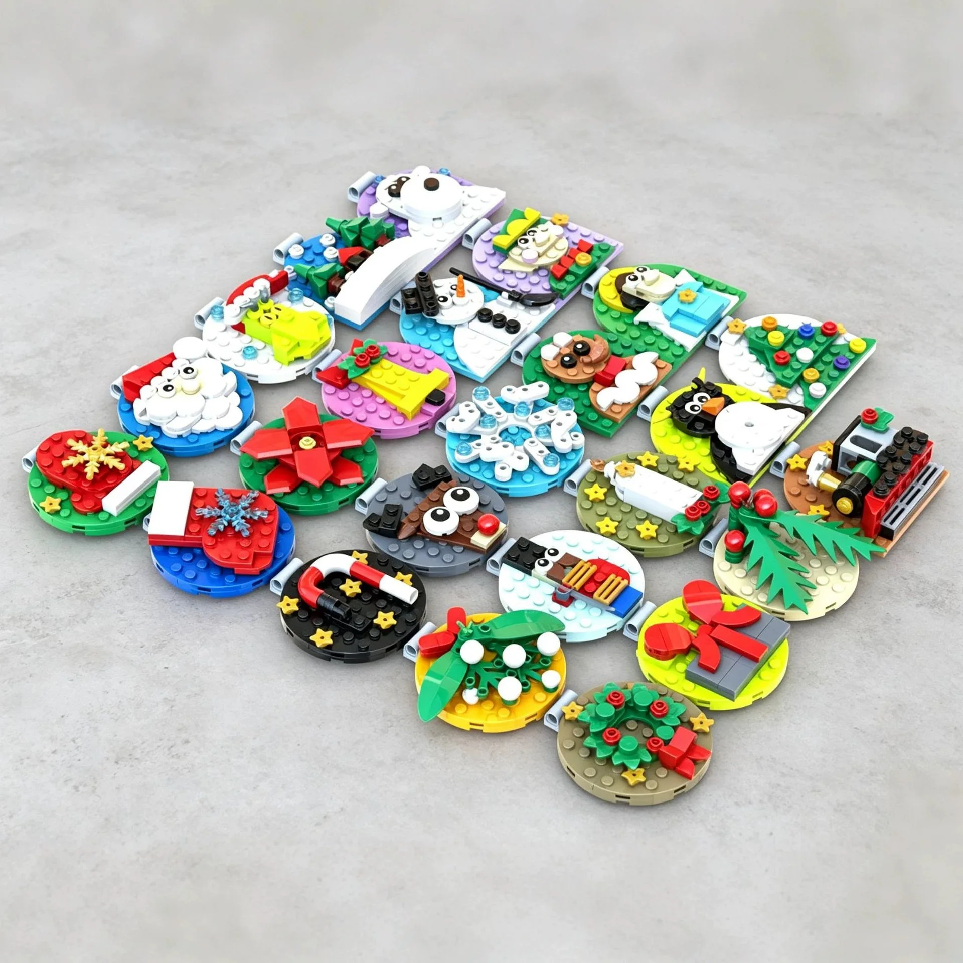 6/24Pcs Christmas Bricks TOys Ornament Cartoon Santa Claus Rustic New Year Home Decoration Xmas Tree Hanging Pendant Gift