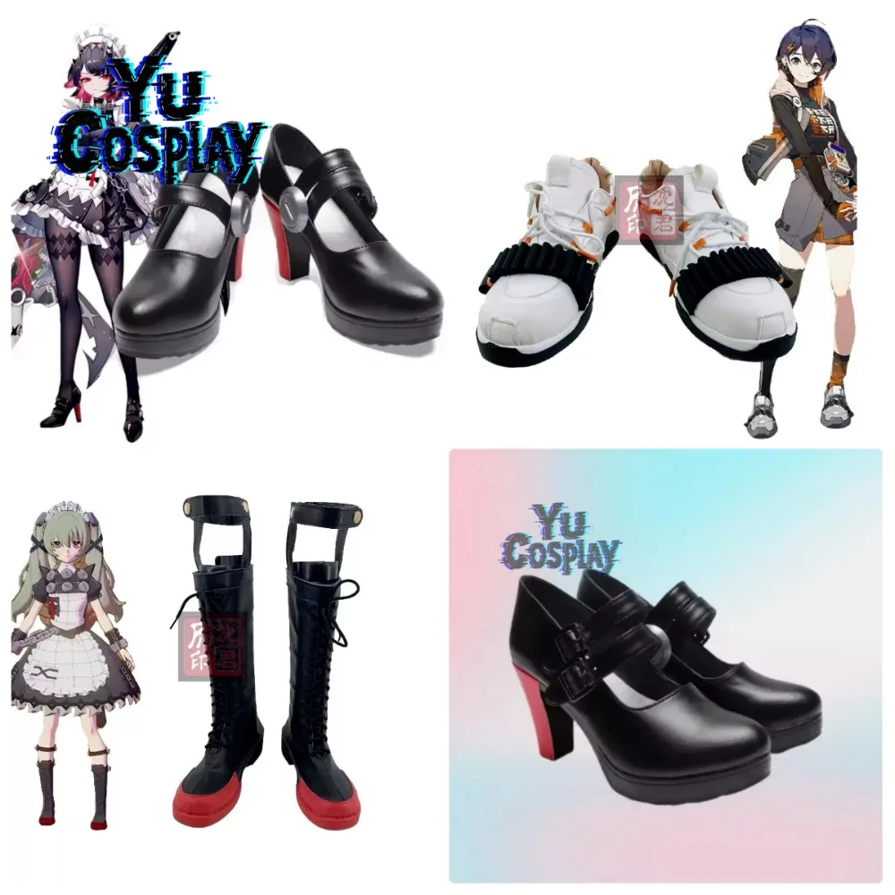 Game Ellen Joe Cosplay Shoes Women Halloween Party Maid Roleplay Girl Black Customized Shoes High Heels