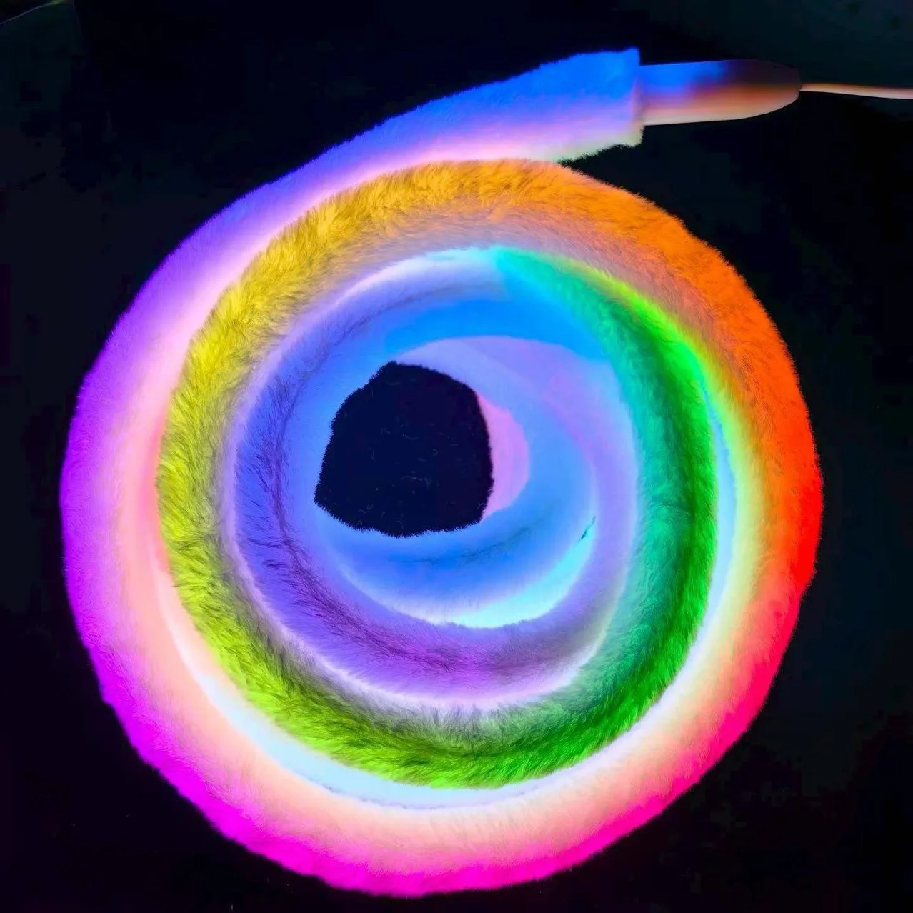 360° Luminous Round RGB Plush Neon Strip Light, Rainbow Flowing Water Running Chasing LED Light Tube for Indoor Decor