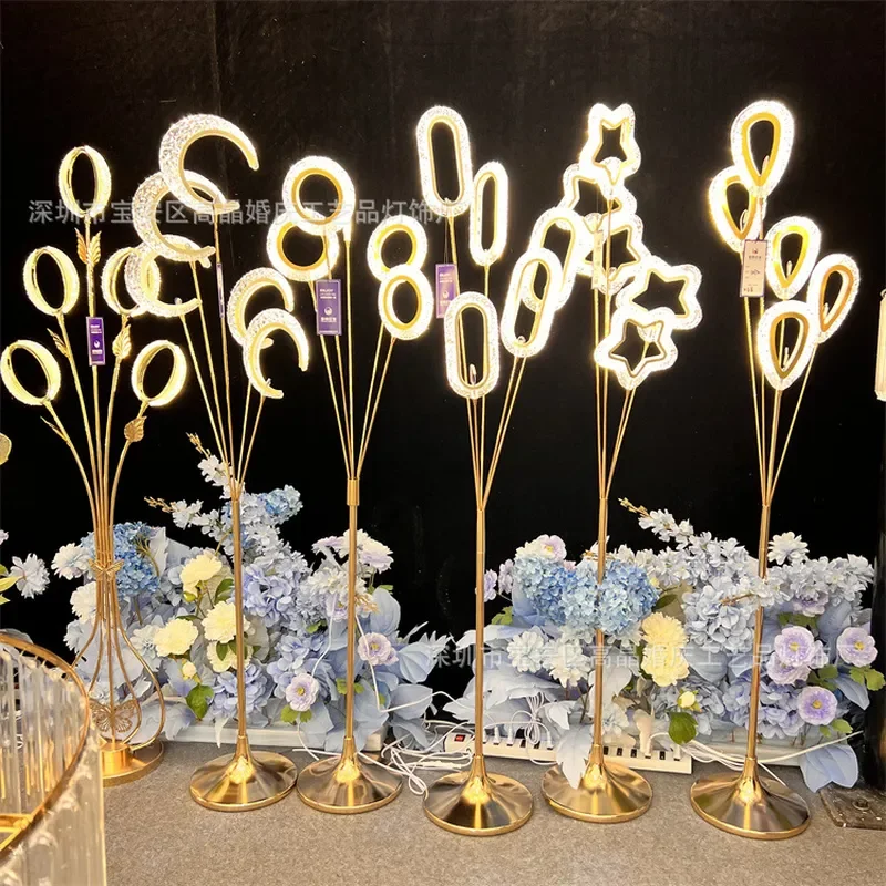 for Wedding Wrought Iron Electroplating Acrylic Luminous Ornament Moon Pentagram Swan Decorative Lamp for Road