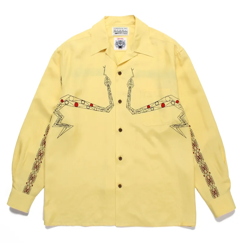 WACKO MARIA Shirt Multicolour Autumn Spring Hip Hop Loose Cuban Neck Mens Womens Brand Hawaii Long Sleeve Shirt