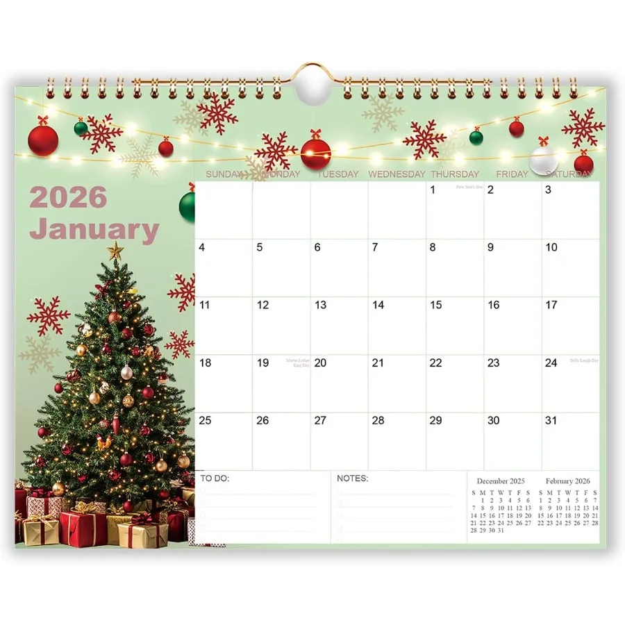 

Calendar 2026 Wall Calendar from January 2026 - December 2026 12 Months Calendar with 140Gsm Premium Paper Twin-Wire Binding an