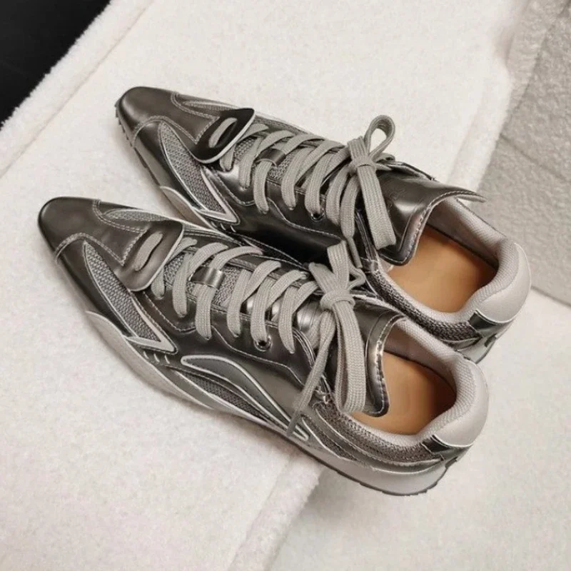 Pointed Toe Women Ankle Boots Casual Sneakers Flats Woman Shoes New Fashion Trend Winter Lace Up Sport Luxury Zapatos Mujer
