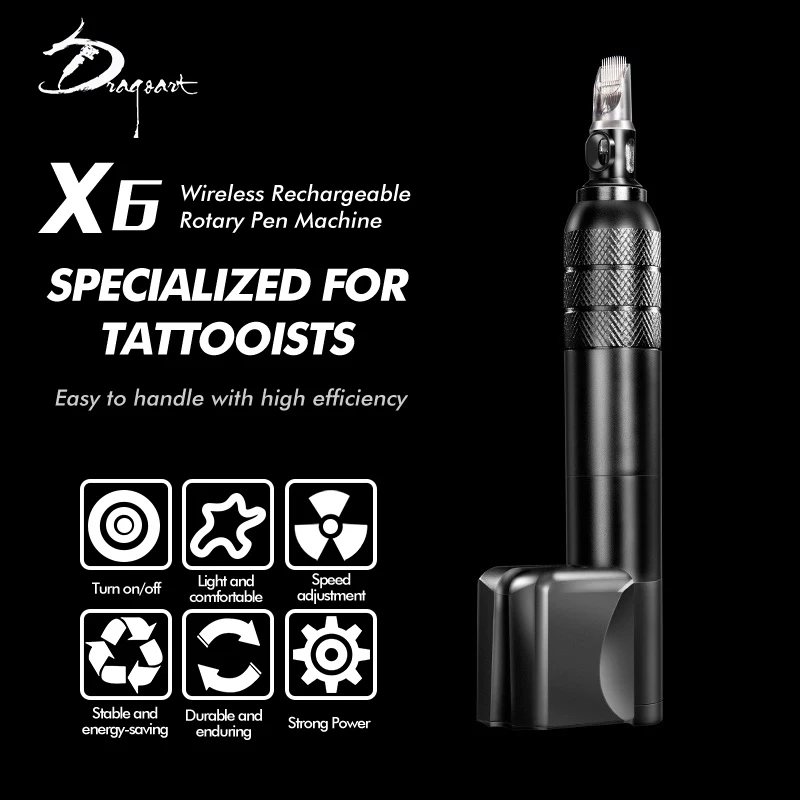 Dragoart Tattoo Equipment Wireless Cartridge Rotary Pen Set X6 Tattoo Machine Gun