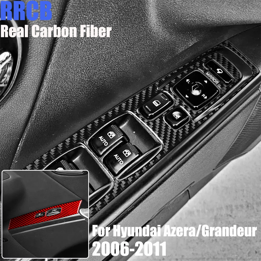 

Real Carbon Fiber Car Accessories Window Lift Set Cover Soft Sticker For Hyundai Azera/Grandeur 2006 2007 2008 2009 2010 2011