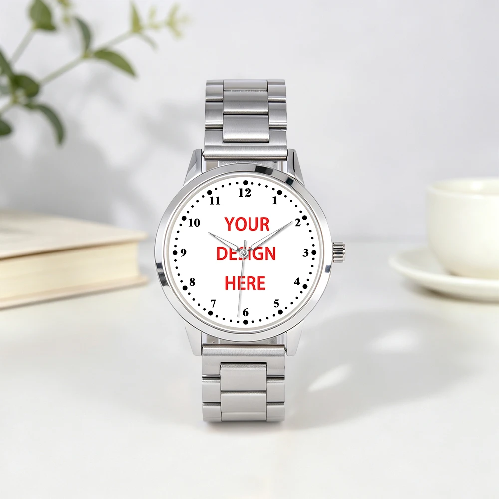 3ATM Waterproof Resistant Stainless Steel Watch Case Unisex Customizable Dial Quart Watch - Souvenir Gift Prize for Men & Women