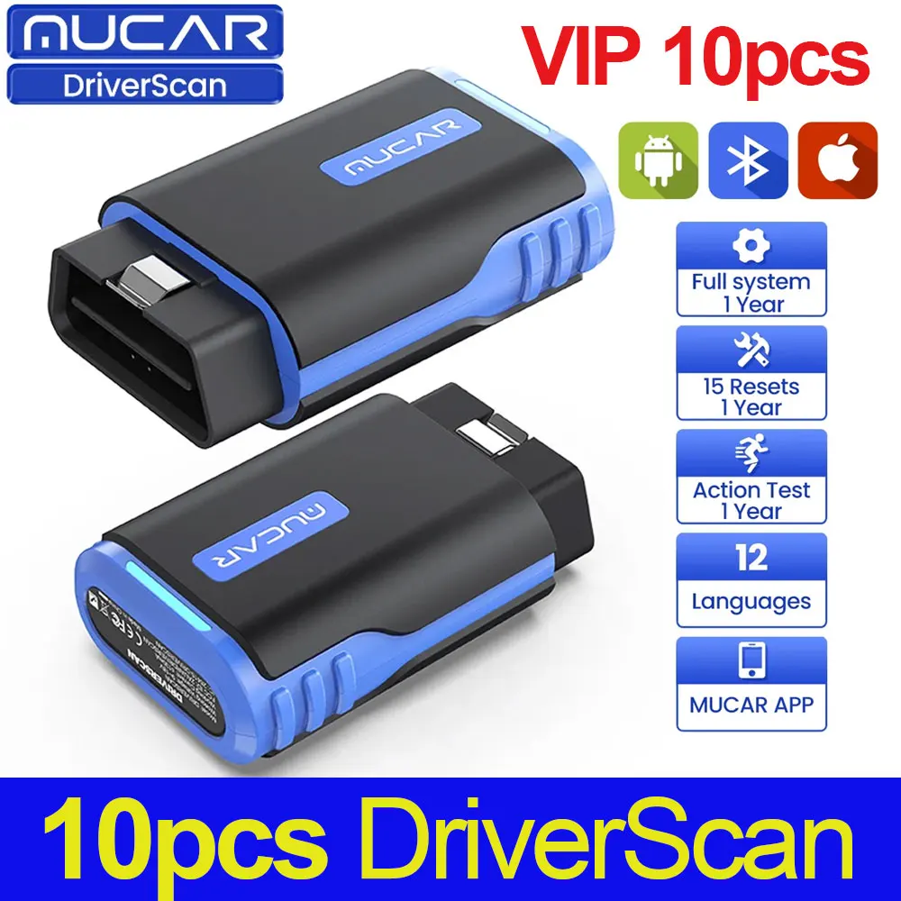 

VIP 10 pieces, 50 pieces MUCAR DriverScan OBD2 Scanner Bi-directional Scan tool Active Test Full System Diagnosis 15 Reset