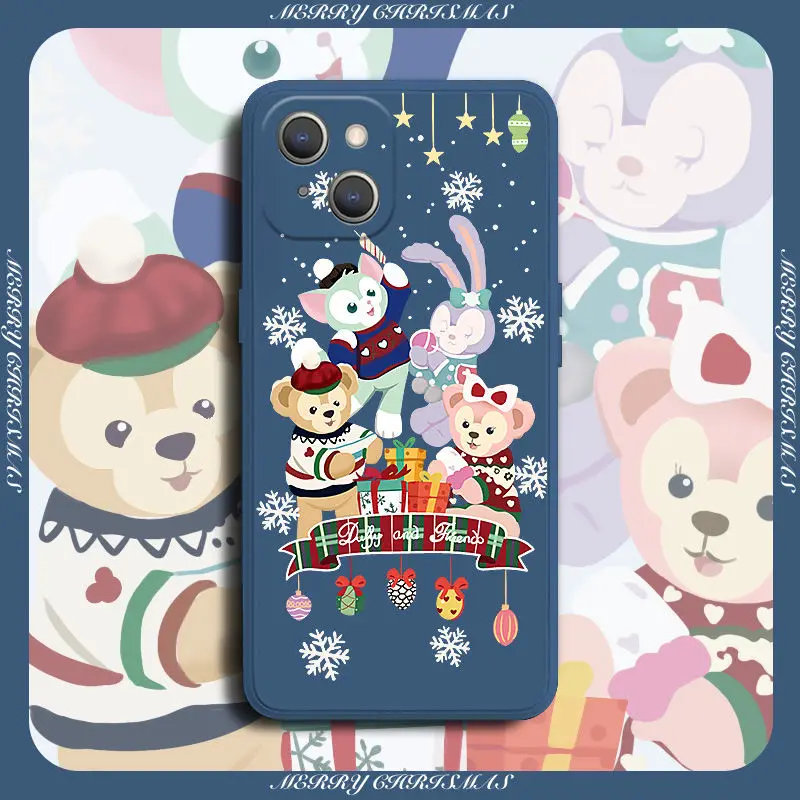 Funda christmas disney duffy family liquid silicone phone case For iPhone 14 13 12 mini 11 pro xs max X XR 6 7 PLUS Couple Gift