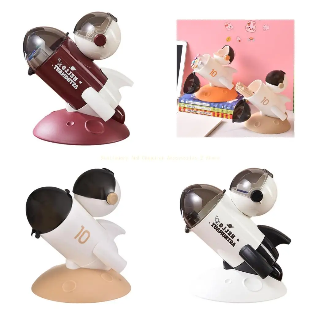 

Space Theme Desktop Pen Organiser Plastic Pencil Cup Art Marker Container 16x20cm for Office School Supplies Management
