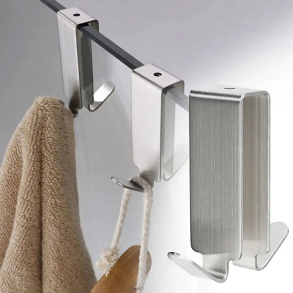 

Stainless Steel Double Side Hooks Bathroom Shower Door Hook Over Glass Door Shower Towel Rack For Glass Wall Or Glass Door