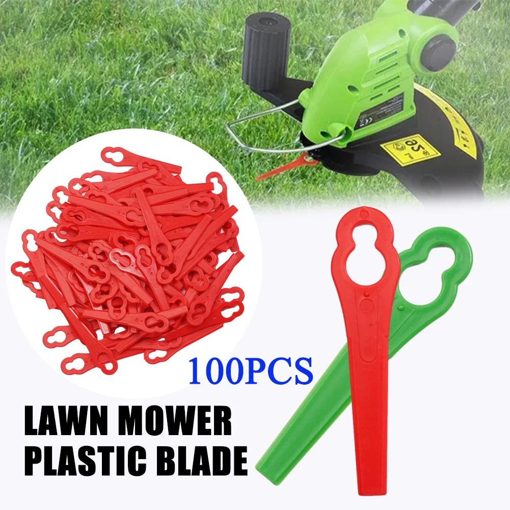 100PCS Lawnmower Blades Plastic Grass Cutting Blade Replacement Parts Mowing Machine Blade Garden Cordless Grass Trimmer
