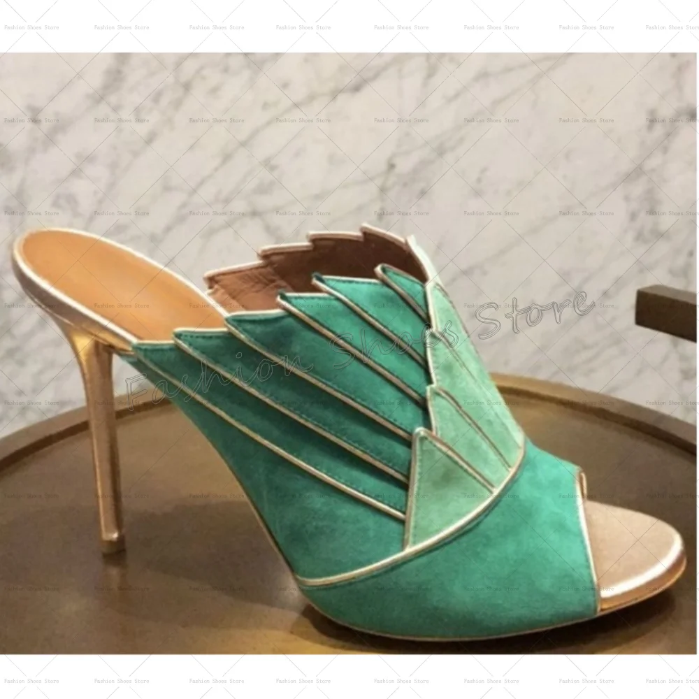 

Green Irregular Open Toe Slippers Fashion Women Shoes Stilettos High Heels Party Banquet Dating 2025 Zapatos Para Mujere